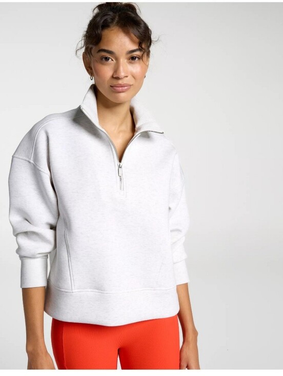 Calia Tops - Calia Soft Scuba 1/4 Zip In Light Heather Grey